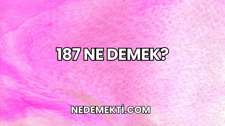 187 Ne Demek?