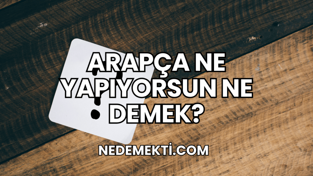 Arapça Ne Yapıyorsun Ne Demek?