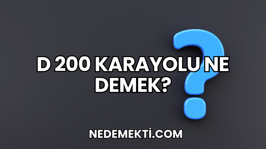 D 200 Karayolu Ne Demek?