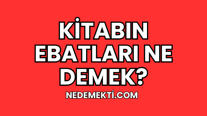 Kitabın Ebatları Ne Demek?