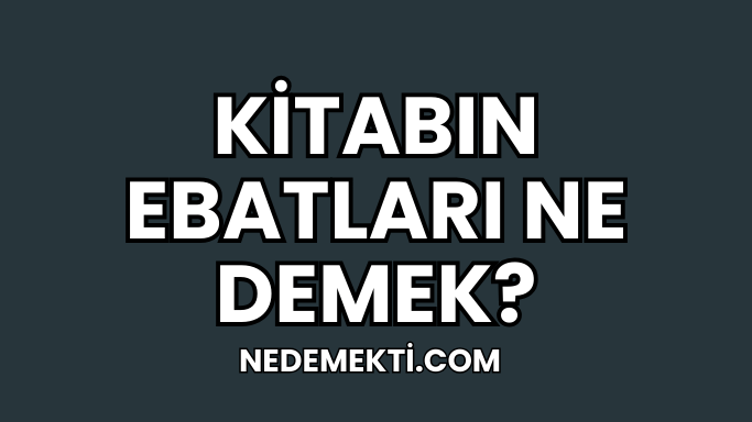 Kitabın Ebatları Ne Demek?