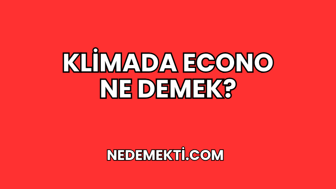 Klimada Econo Ne Demek?