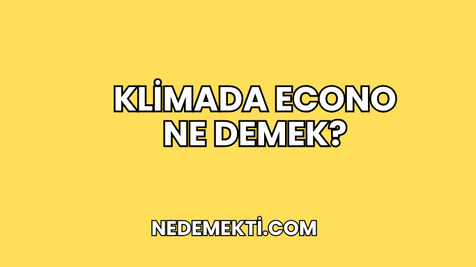 Klimada Econo Ne Demek?